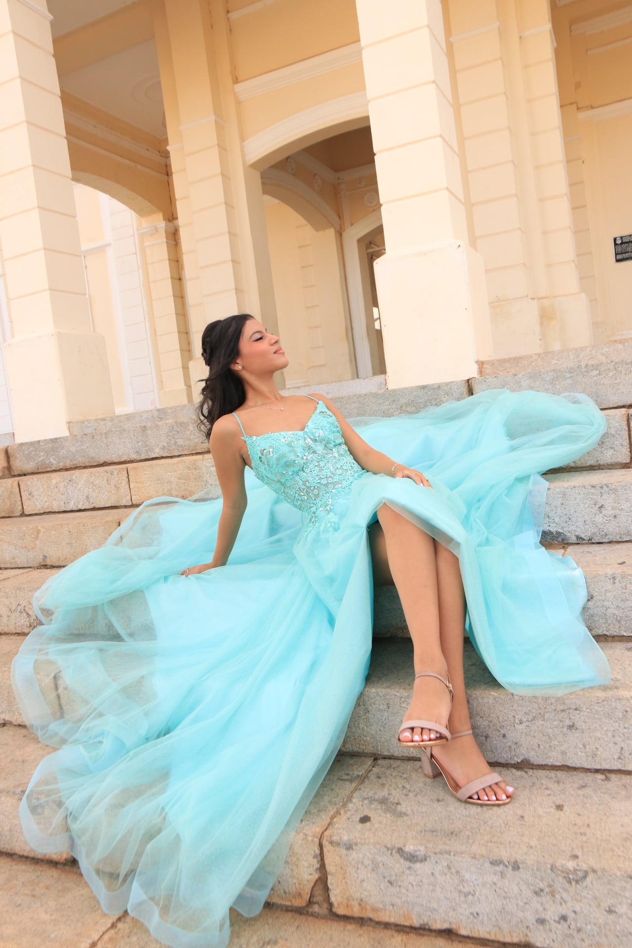 Vestido Verde Água Recepção - Ângulo